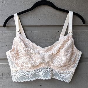 NWOT Dairy Fairy Ayla Underwire Nursing & Hands Free Pumping Bra 5 XL Cream Lace